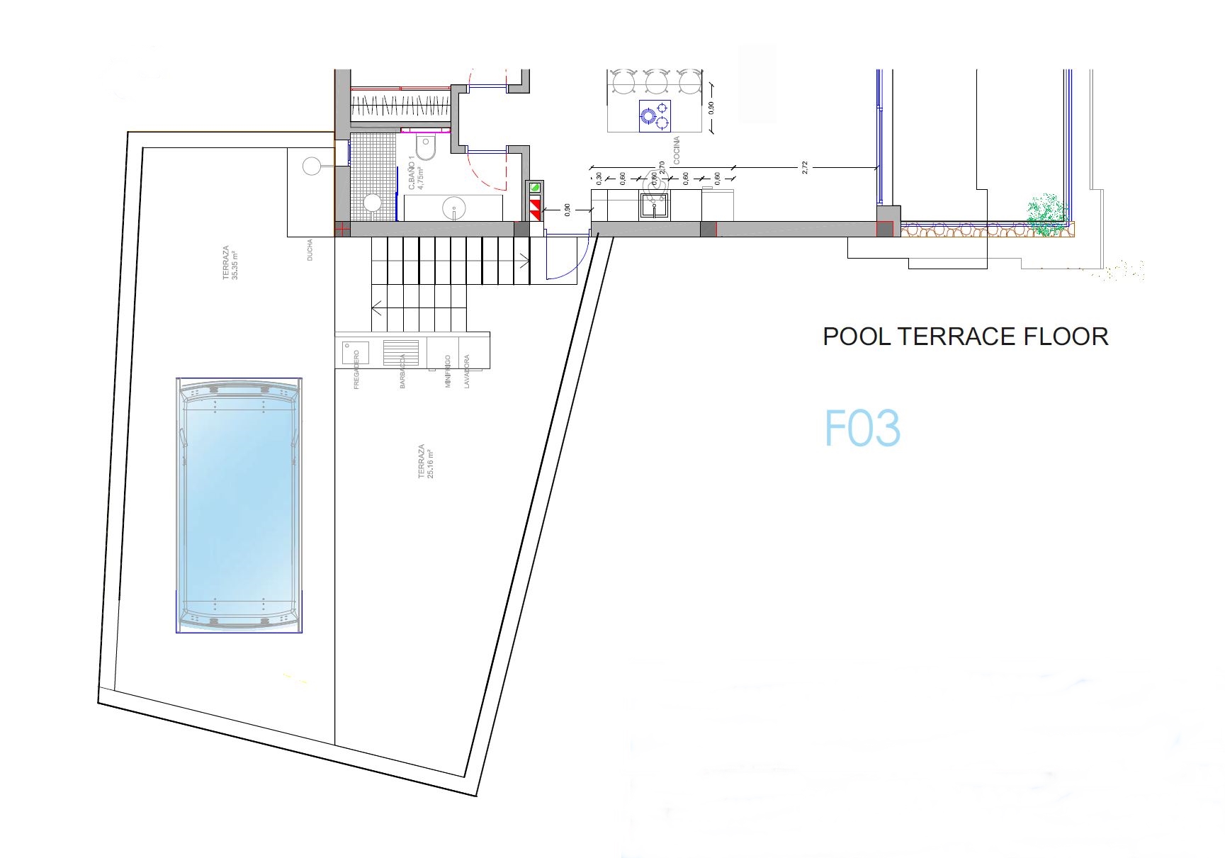 Pool terrace floor